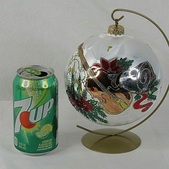 Vintage Christmas Ornament Glass Large Violin Music Candles with Table Top Stand - Picture 4 of 4